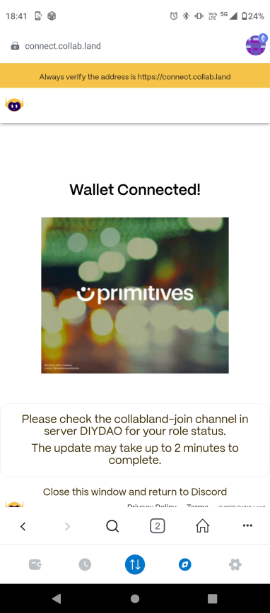 Wallet Connected!の画面