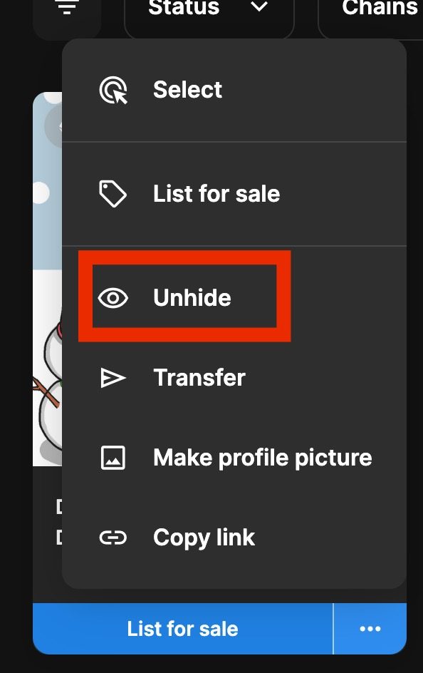 Unhideをクリック
